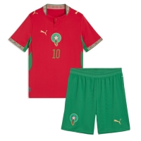 Camiseta Marruecos Brahim Diaz #10 Primera Equipación Replica Mundial 2026 para niños mangas cortas (+ Pantalones cortos)